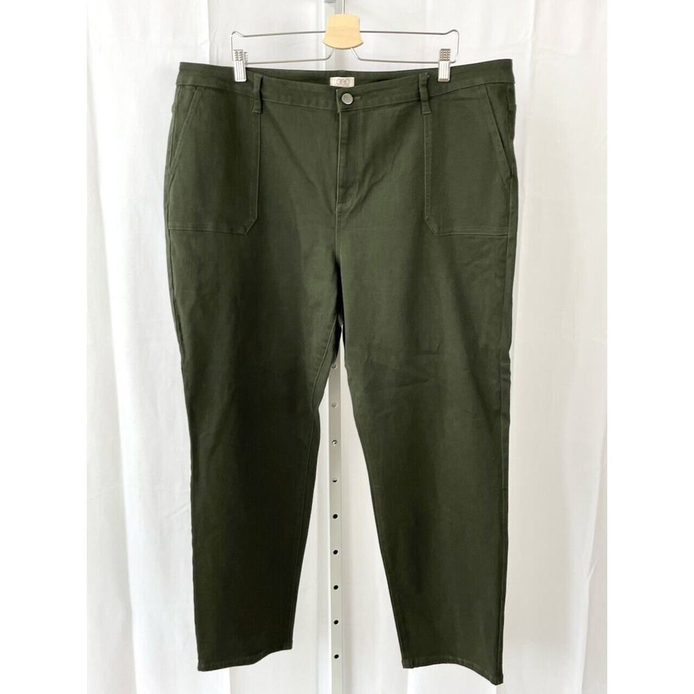 LOGO Lori Goldstein 24W Plus Stretch Twill Slim Leg Pants A294694 Green